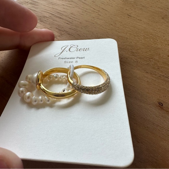 Jcrew Pearl and crystal set-of-three rings - Picture 3 of 3